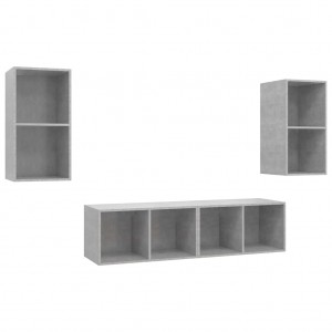 Armários de parede para TV 4pcs derivados madeira cinza cimento H