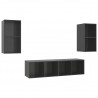 Armários de parede TV 4 pcs derivados madeira cinza brilhante 2