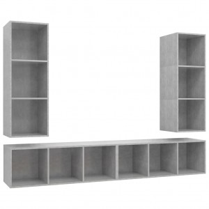 Muebles de salón de pared 4 pzs madera ingeniería gris hormigón H