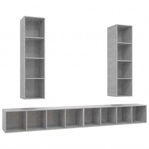 Muebles de salón de pared 4 pzs madera ingeniería gris hormigón H