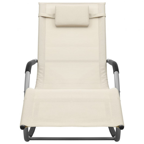 Tumbona de textilene crema y gris M 2