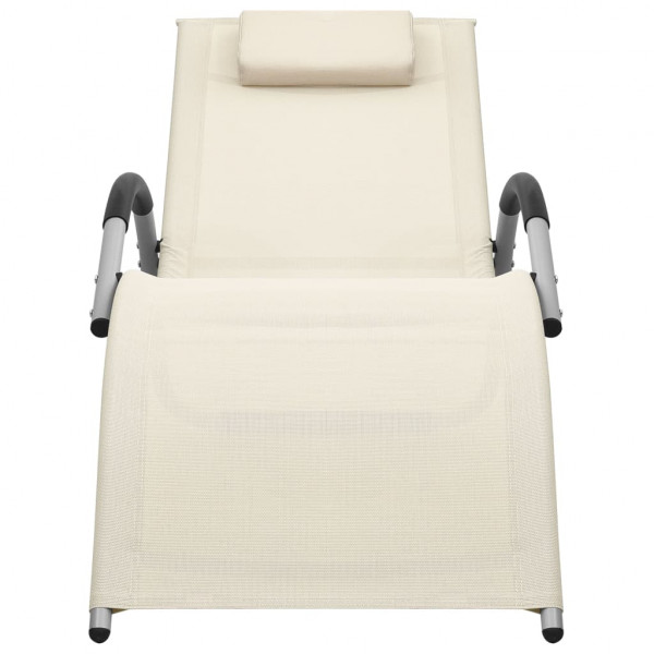 Tumbona de textilene crema y gris M 2