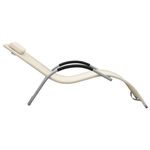 Espreguiçadeiras 2 pcs textilene cor creme e cinzento M 4