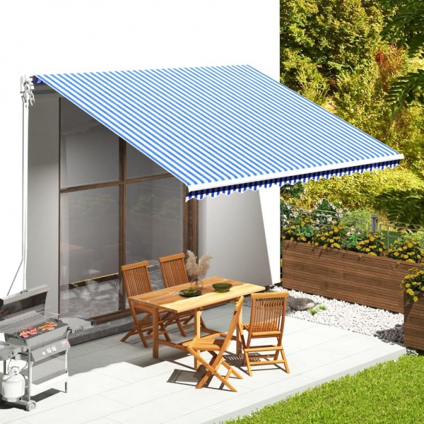 Tela de repuesto para toldo azul y blanco 4.5x3.5 m D