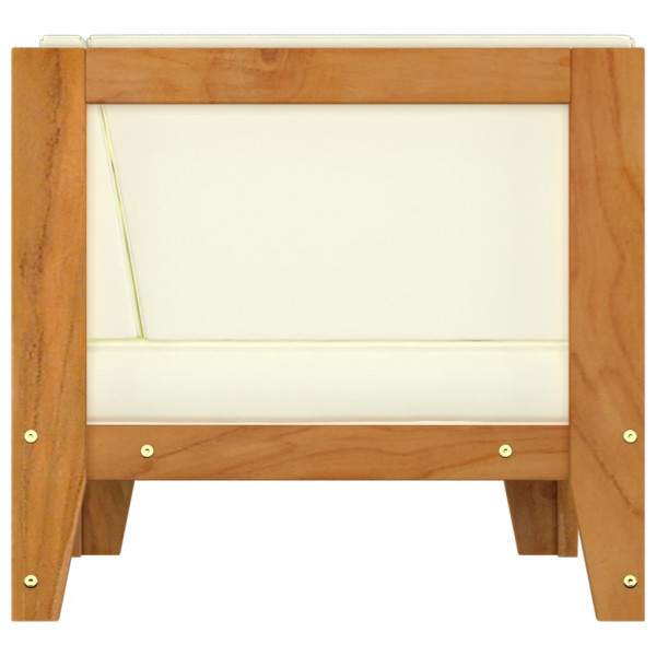 Sofá de esquina seccional y cojines blanco crema madera acacia M 3