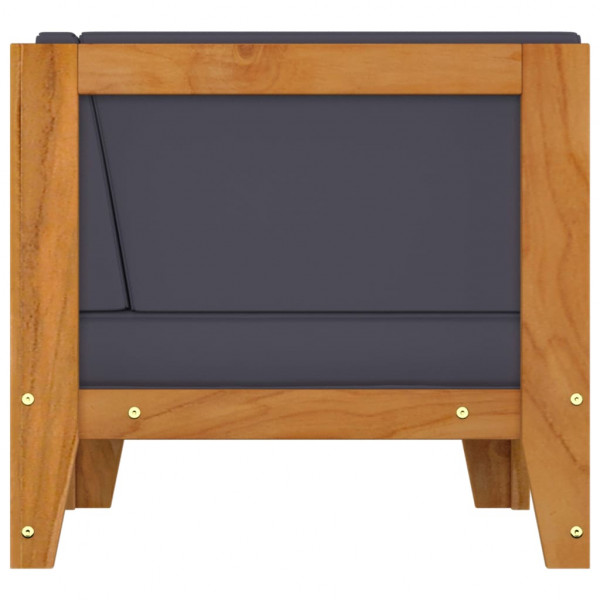 Sofá de esquina seccional y cojines gris oscuro madera acacia M 3