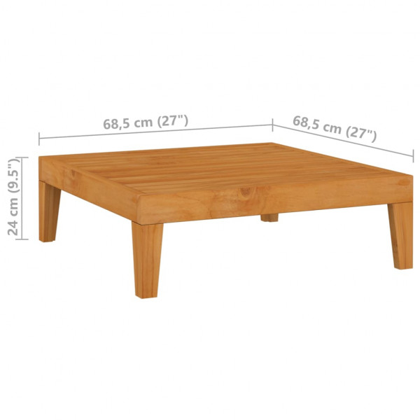Mesa de jardín madera maciza de acacia 68.5x68.5x24 cm M 5