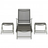 3 pcs conjunto lounge para jardim textilene e alumínio prateado 2