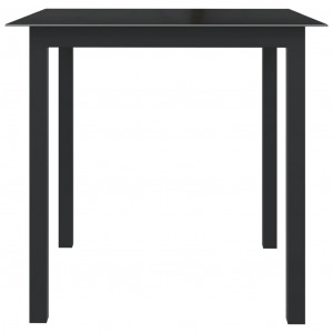Mesa de jardín de aluminio y vidrio negro 80x80x74 cm H