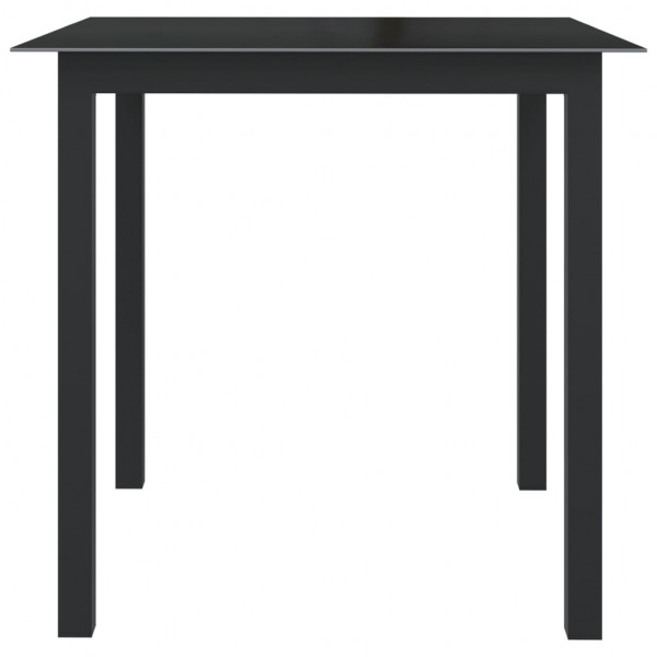 Mesa de jardín de aluminio y vidrio negro 80x80x74 cm M 2