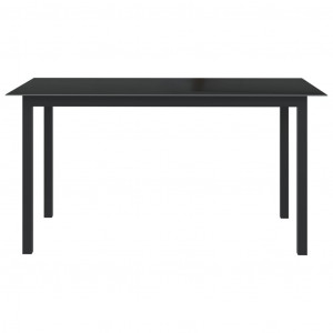 Mesa de jardín de aluminio y vidrio negro 150x90x74 cm H