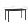 Mesa de jardín de aluminio y vidrio negro 150x90x74 cm 5