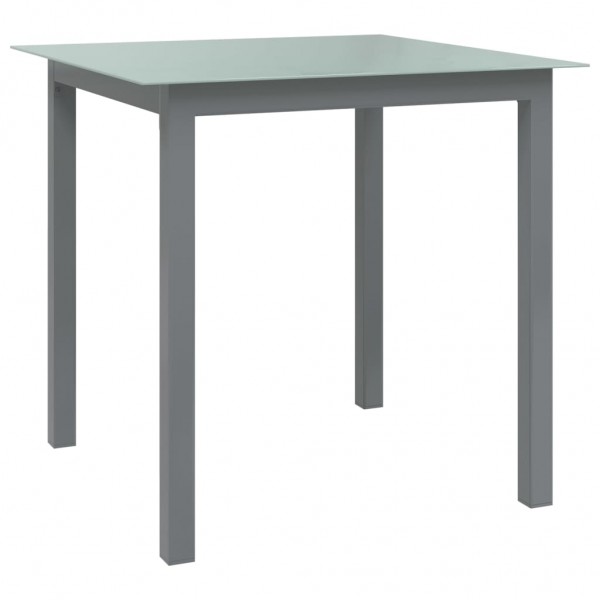 Mesa de jardín de aluminio y vidrio gris claro 80x80x74 cm D
