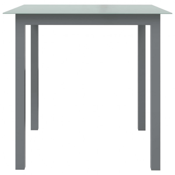 Mesa de jardín de aluminio y vidrio gris claro 80x80x74 cm M 2