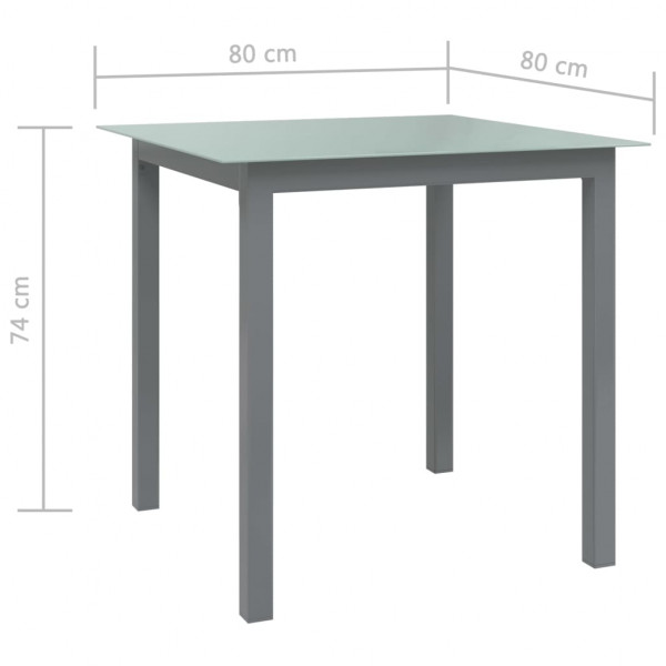 Mesa de jardín de aluminio y vidrio gris claro 80x80x74 cm M 5
