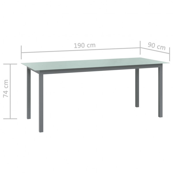 Mesa de jardín de aluminio y vidrio gris claro 190x90x74 cm M 5