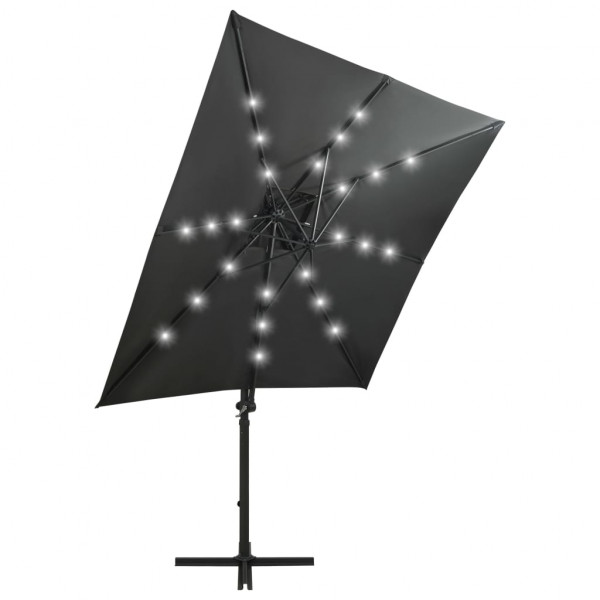 Sombrilla voladiza con poste y luces LED gris antracita 250 cm M 5