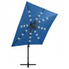 Sombrilla voladiza con poste y luces LED azul 250 cm 4