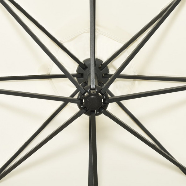 Sombrilla voladiza con poste y luces LED 300 cm arena M 2