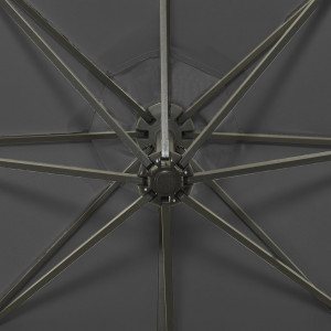 Guarda-sol jardim cantilever c/ poste/luzes LED 300cm antracite H