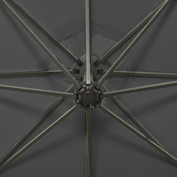 Guarda-sol jardim cantilever c/ poste/luzes LED 300cm antracite M 2