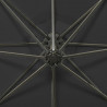 Guarda-sol jardim cantilever c/ poste e luzes LED 300 cm preto 2