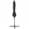 Guarda-sol jardim cantilever c/ poste e luzes LED 300 cm preto 3