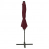Guarda-sol jardim cantilever c/ poste e luzes LED 300 cm bordô 3