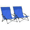 Cadeiras de praia dobráveis 2 pcs tecido azul 1