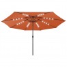 Guarda-sol de jardim com luzes LED 400 cm terracota 1