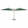 Guarda-sol de jardim duplo com poste de aço 600 cm verde 2
