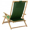 Silla de relajación reclinable de bambú y tela verde 4