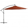 Guarda-sol de jardim cantilever c/ luzes LED 350 cm terracotta 3