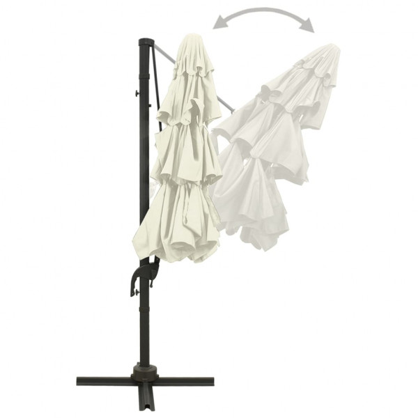 Guarda-sol de jardim 4 camadas c/ poste de alumínio 3x3 m areia M 5