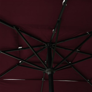 Sombrilla de 3 niveles con poste de aluminio burdeos 2.5x2.5 m H