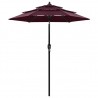 Sombrilla de 3 niveles con poste de aluminio burdeos 2 m 1