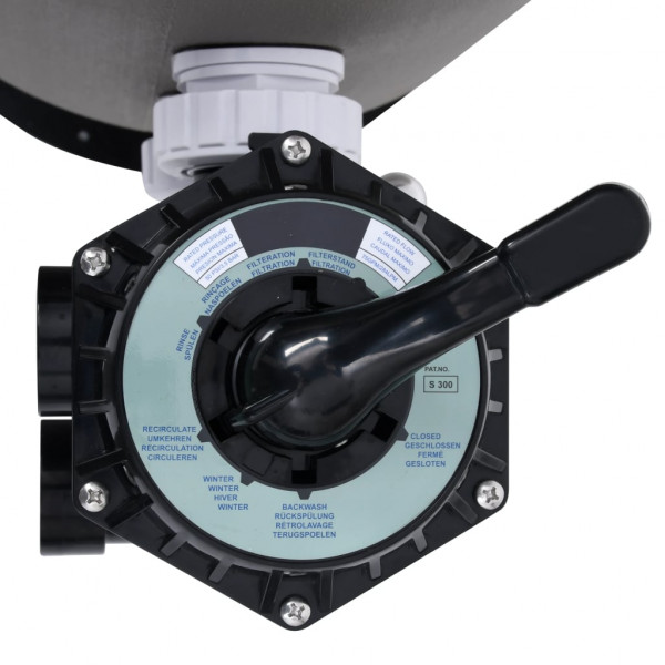 Filtro areia piscina c/ válvula montag. lateral 6 vias cinzento M 4