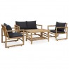 4 pcs conjunto lounge p/ jardim com almofadões bambu 1