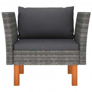 Sofá de jardim vime PE e madeira de eucalipto maciça H