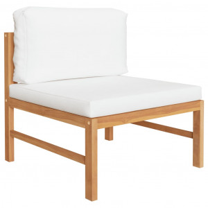 2 pcs conj. lounge de jardim c/ almofadões cor creme teca H