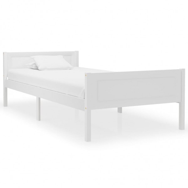Estructura de cama de madera maciza de pino blanca 90x200 cm D