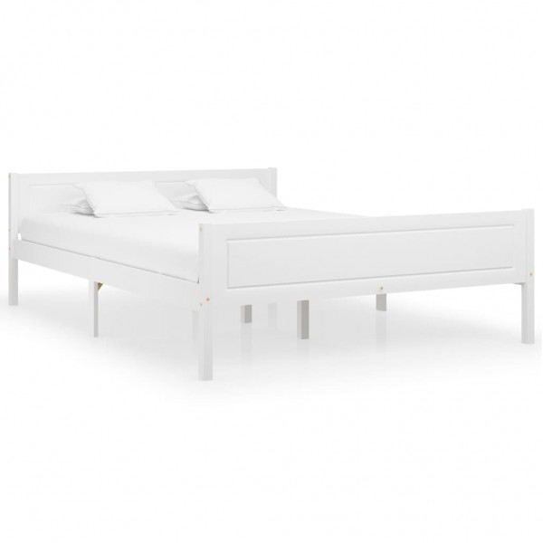 Estructura de cama de madera maciza de pino blanca 160x200 cm D