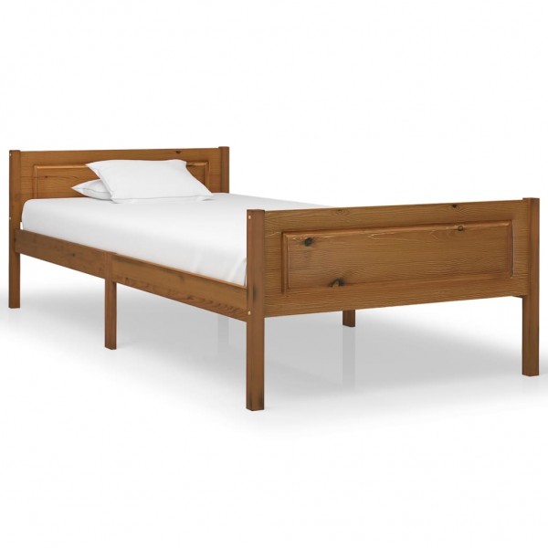 Estructura de cama madera maciza pino marrón miel 100x200 cm D