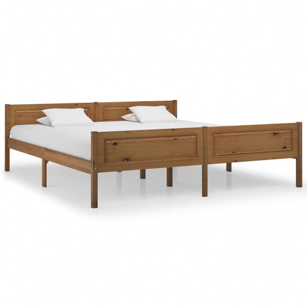 Estructura de cama madera maciza pino marrón miel 180x200 cm D