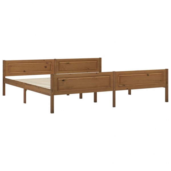 Estructura de cama madera maciza pino marrón miel 200x200 cm M 2