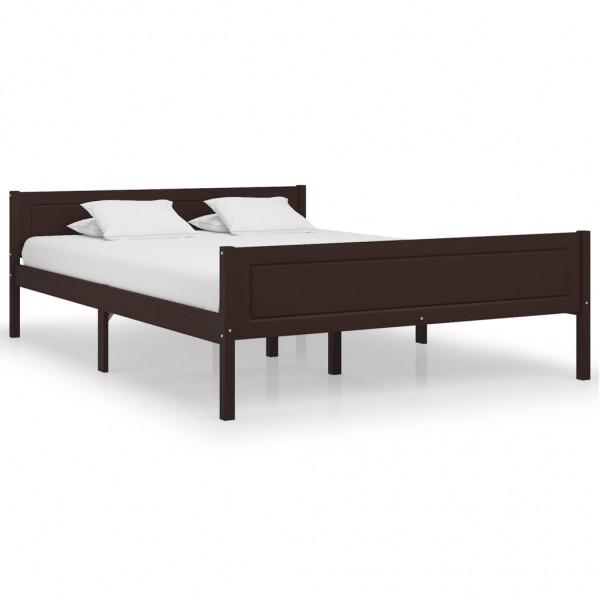 Estructura de cama madera maciza pino marrón oscuro 120x200 cm D