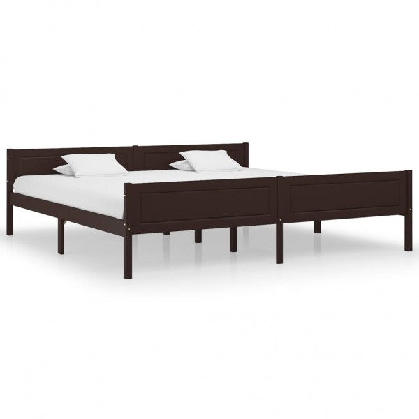 Estructura de cama madera maciza pino marrón oscuro 200x200 cm D