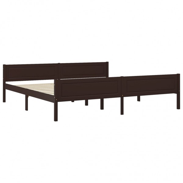 Estructura de cama madera maciza pino marrón oscuro 200x200 cm M 2