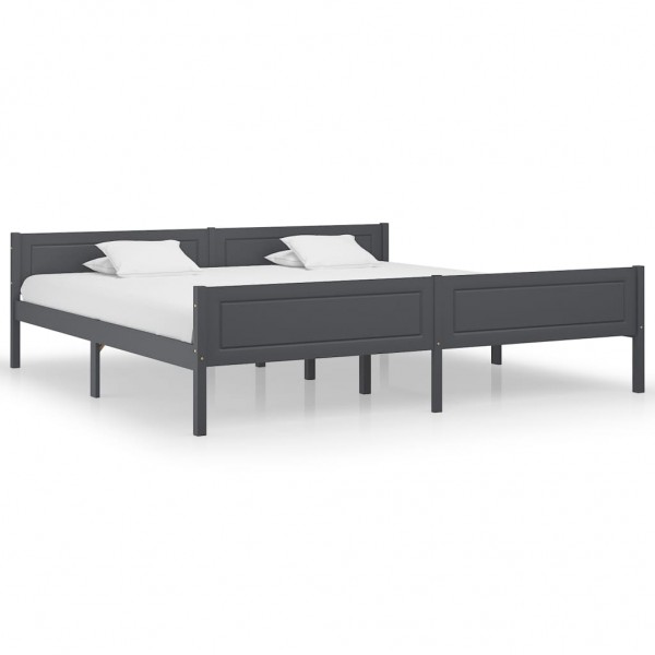 Estructura de cama de madera maciza de pino gris 200x200 cm D