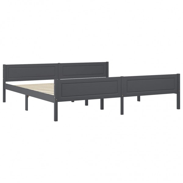 Estructura de cama de madera maciza de pino gris 200x200 cm M 2